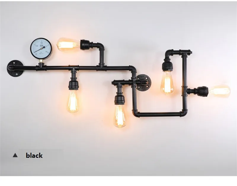 Industrial Water Pipe Wall Light Vintage Metal Loft Sconce For Living Room Restaurant Bar Retro Lamp Home Interior Luminaire