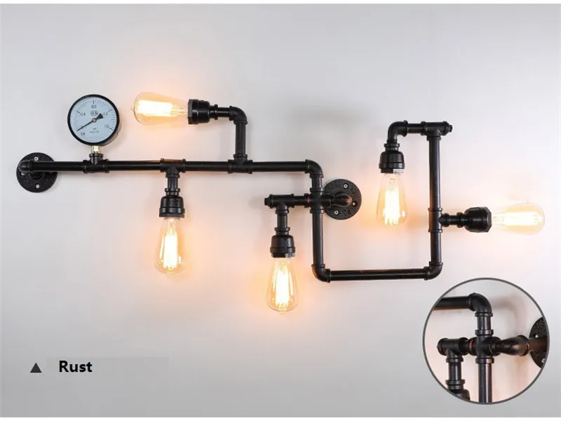 Industrial Water Pipe Wall Light Vintage Metal Loft Sconce For Living Room Restaurant Bar Retro Lamp Home Interior Luminaire