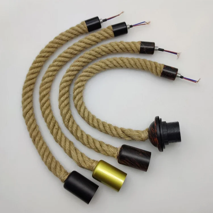 Vintage Hemp Rope American Style Pendant Lights Hand Knitted Reminiscence Bar Pub Industrial Lighting Indoor  Ceiling Lamp E27