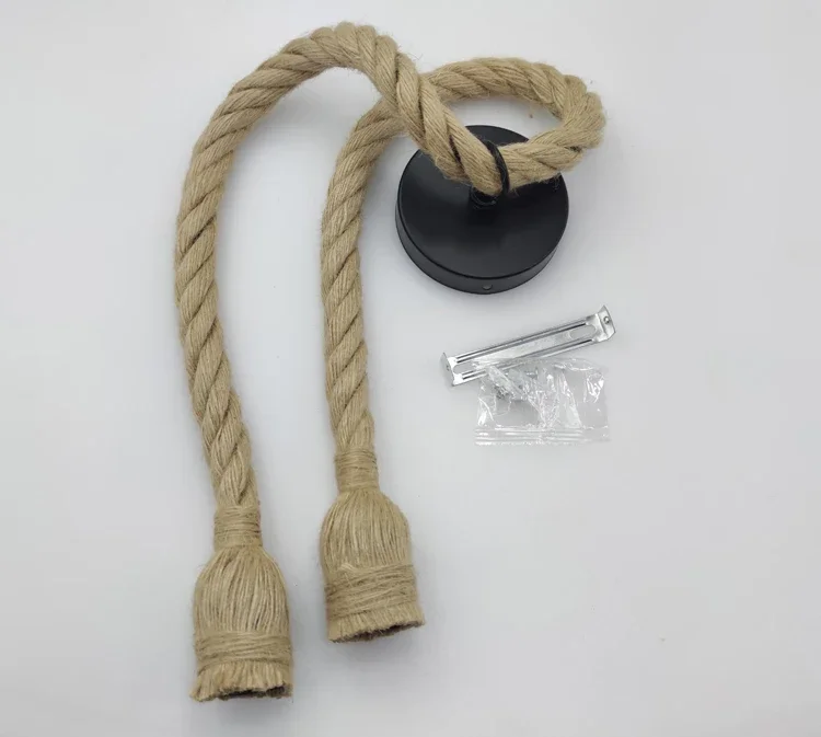 Vintage Hemp Rope American Style Pendant Lights Hand Knitted Reminiscence Bar Pub Industrial Lighting Indoor  Ceiling Lamp E27