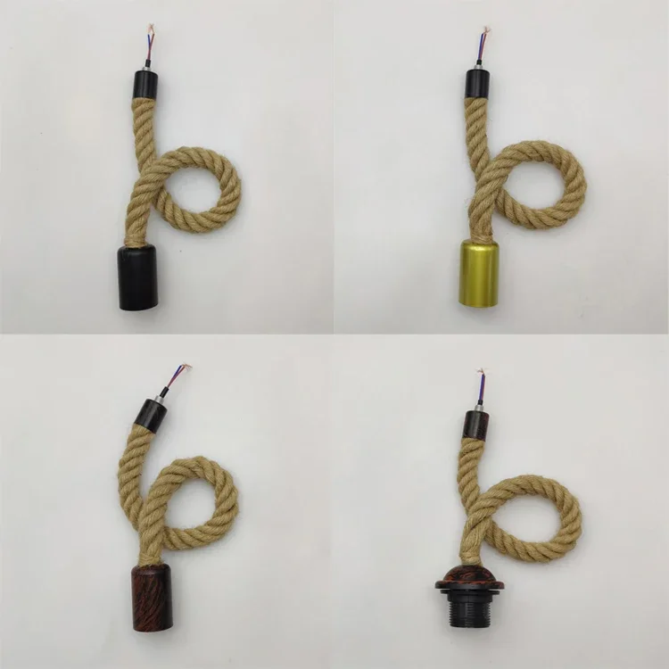 Vintage Hemp Rope American Style Pendant Lights Hand Knitted Reminiscence Bar Pub Industrial Lighting Indoor  Ceiling Lamp E27