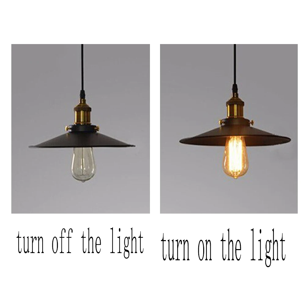 E27 Vintage Retro Edison Loft Indoor Pendant Lamp, Retro Industrial Ceiling Lamp Lacquered Iron Umbrella Lampshade Country Art