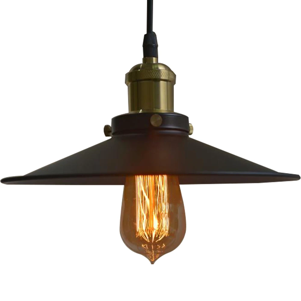 E27 Vintage Retro Edison Loft Indoor Pendant Lamp, Retro Industrial Ceiling Lamp Lacquered Iron Umbrella Lampshade Country Art