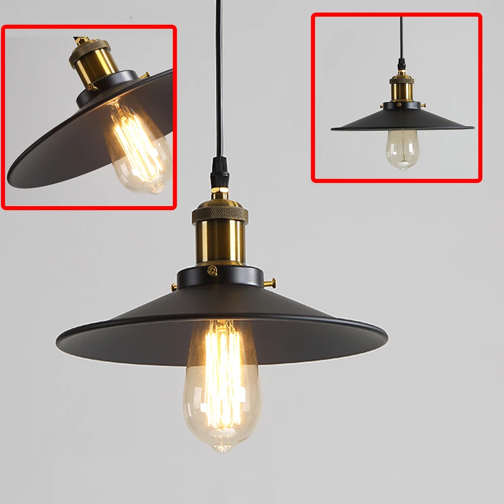 E27 Vintage Retro Edison Loft Indoor Pendant Lamp, Retro Industrial Ceiling Lamp Lacquered Iron Umbrella Lampshade Country Art