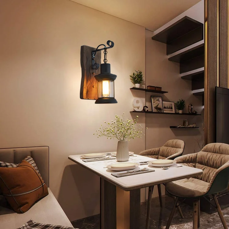Vintage Wood Wall Lamp American Industrial Style Bedroom Bedside Walkway Light Modern Restaurant Bar Cafe E27 Decorative Light Vintage Wood Wall Lamp American Industrial Style Bedroom Bedside Walkway Light Modern Restaurant Bar Cafe E27 Decorative Light