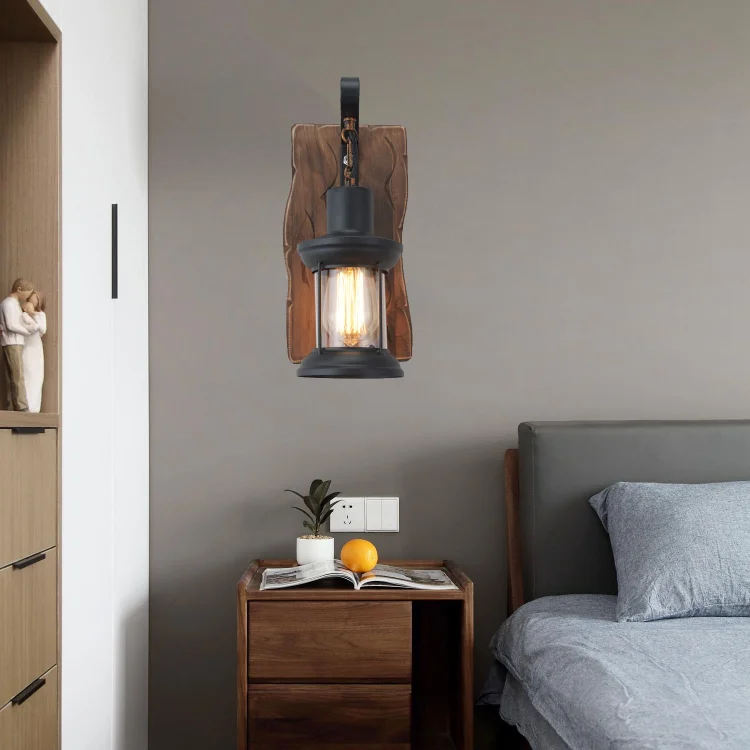 Vintage Wood Wall Lamp American Industrial Style Bedroom Bedside Walkway Light Modern Restaurant Bar Cafe E27 Decorative Light Vintage Wood Wall Lamp American Industrial Style Bedroom Bedside Walkway Light Modern Restaurant Bar Cafe E27 Decorative Light