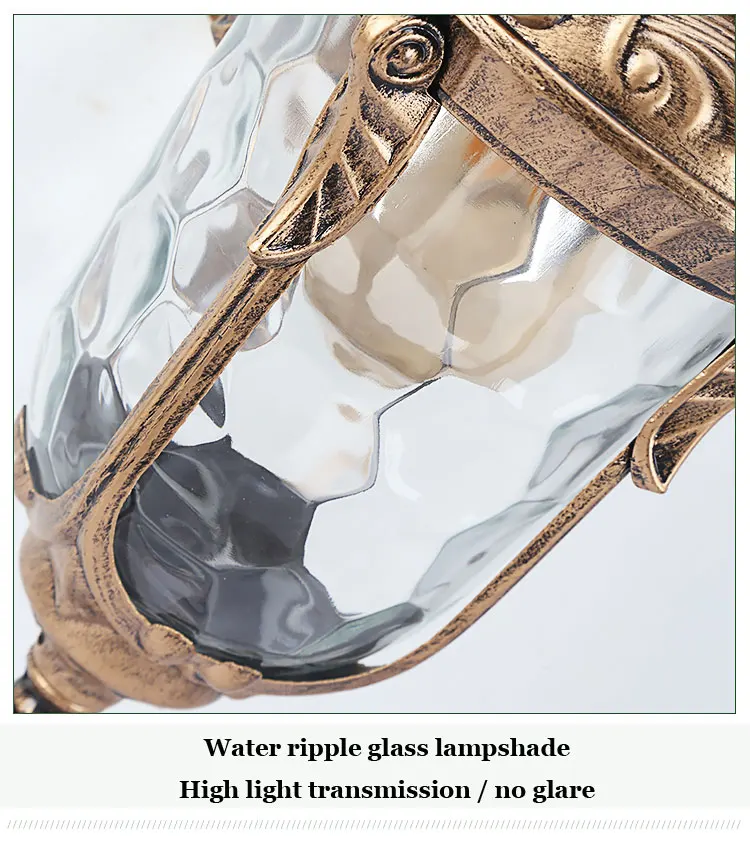 Europe Outdoor Wall Light Retro Garden Yard Porch Lamp Residential Balcony Exterior Waterproof Lighting E27 Glass Fixtures