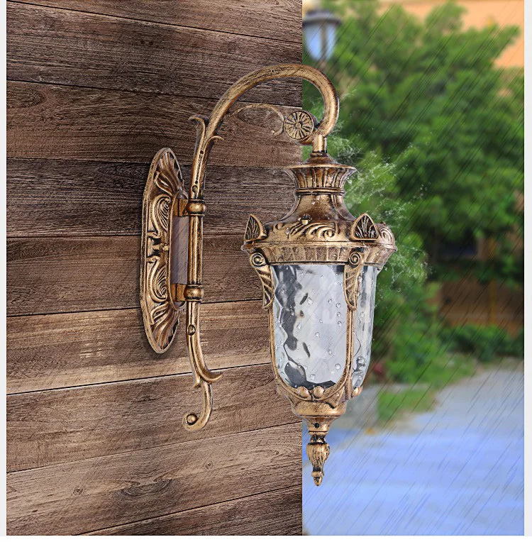 Europe Outdoor Wall Light Retro Garden Yard Porch Lamp Residential Balcony Exterior Waterproof Lighting E27 Glass Fixtures