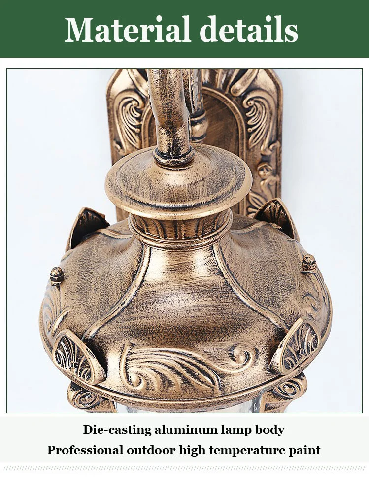 Europe Outdoor Wall Light Retro Garden Yard Porch Lamp Residential Balcony Exterior Waterproof Lighting E27 Glass Fixtures