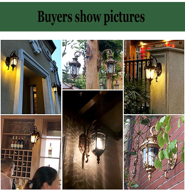 Europe Outdoor Wall Light Retro Garden Yard Porch Lamp Residential Balcony Exterior Waterproof Lighting E27 Glass Fixtures