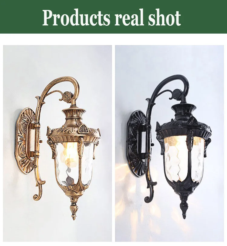 Europe Outdoor Wall Light Retro Garden Yard Porch Lamp Residential Balcony Exterior Waterproof Lighting E27 Glass Fixtures