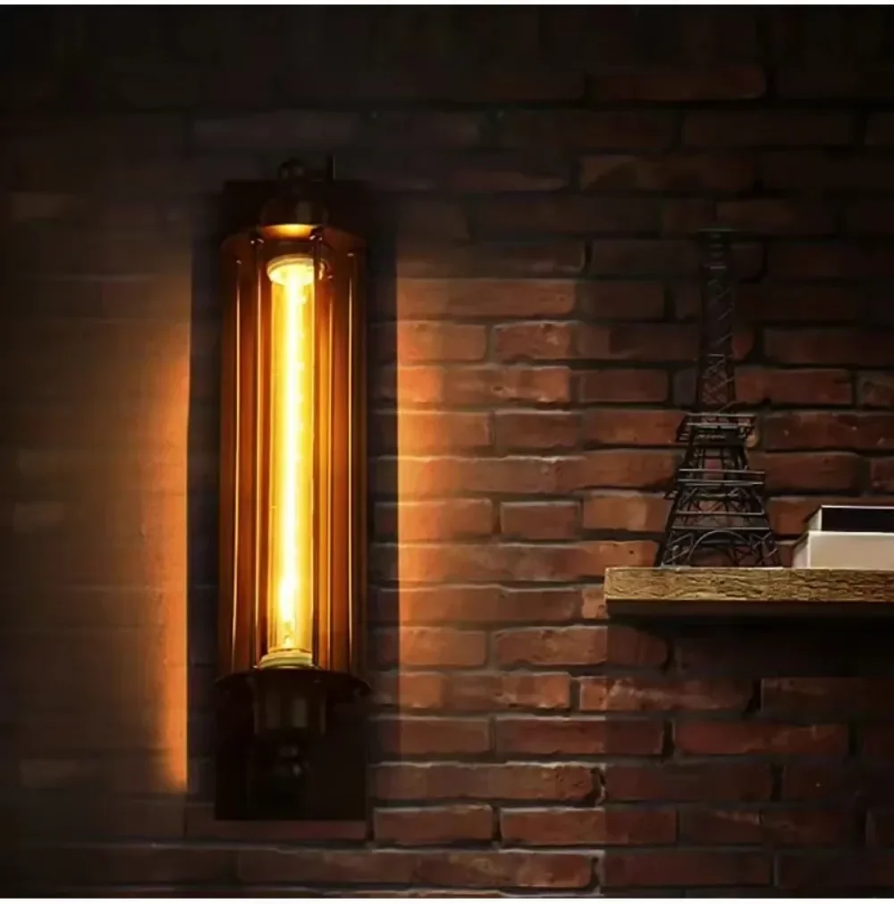 Antique Grow Flute Wall Lamp Wrought Iron American Industrial Style Retro Restaurant Corridor Aisle Lighting Wall Lamp Decor Joy