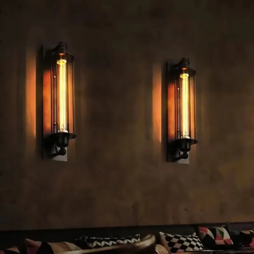 Antique Grow Flute Wall Lamp Wrought Iron American Industrial Style Retro Restaurant Corridor Aisle Lighting Wall Lamp Decor Joy