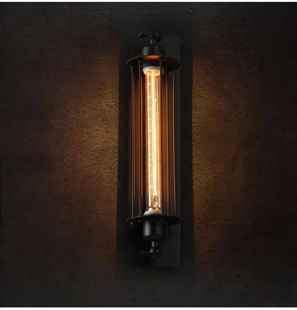 Antique Grow Flute Wall Lamp Wrought Iron American Industrial Style Retro Restaurant Corridor Aisle Lighting Wall Lamp Decor Joy