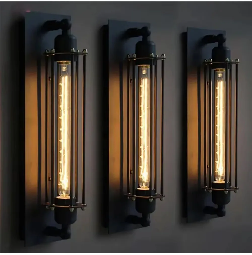 Antique Grow Flute Wall Lamp Wrought Iron American Industrial Style Retro Restaurant Corridor Aisle Lighting Wall Lamp Decor Joy