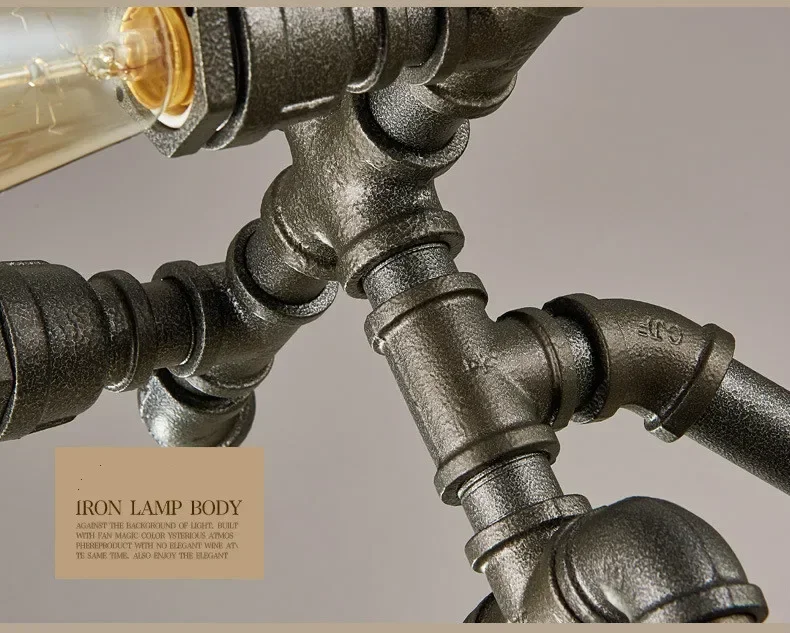 Retro Industrial Pendant Steampunk Lamp Antique Bicycle Loft Hanging Lamp Vintage Water Pipe Wrought Iron Ceiling Lights