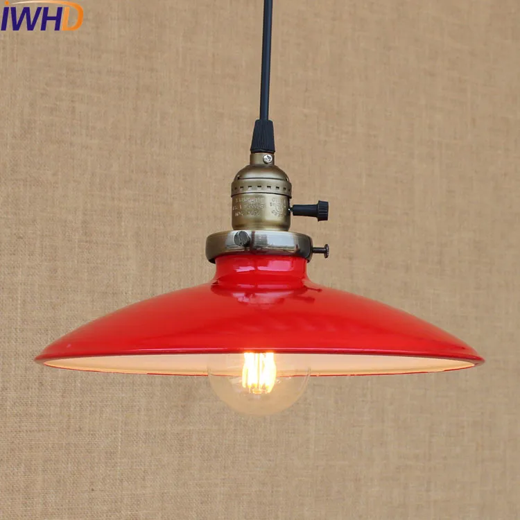 60W Retro Retro Loft Style Edison Vintage Industrial Pendant Light Lamp with White Metal Plate Shade,Luminarias