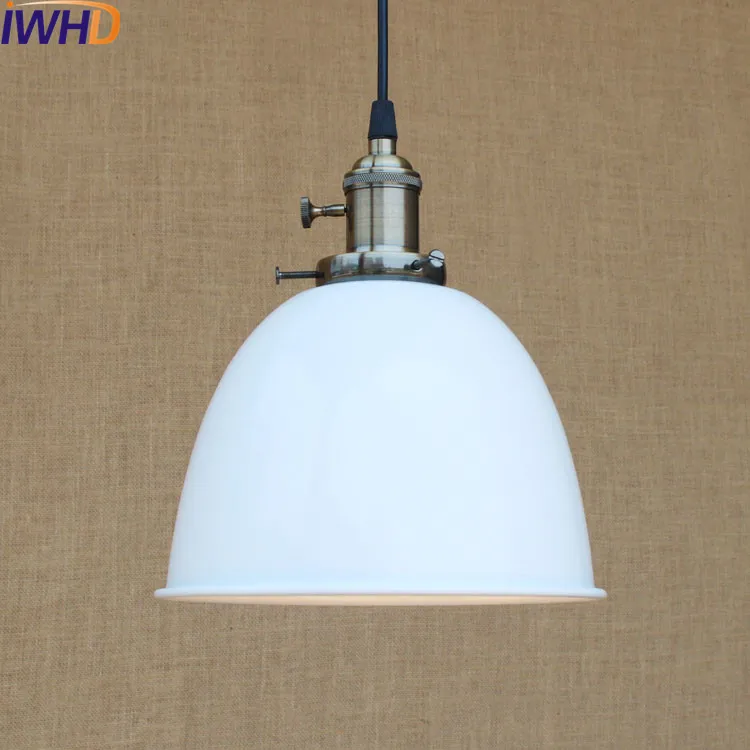 60W Retro Retro Loft Style Edison Vintage Industrial Pendant Light Lamp with White Metal Plate Shade,Luminarias