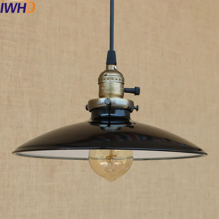 60W Retro Retro Loft Style Edison Vintage Industrial Pendant Light Lamp with White Metal Plate Shade,Luminarias