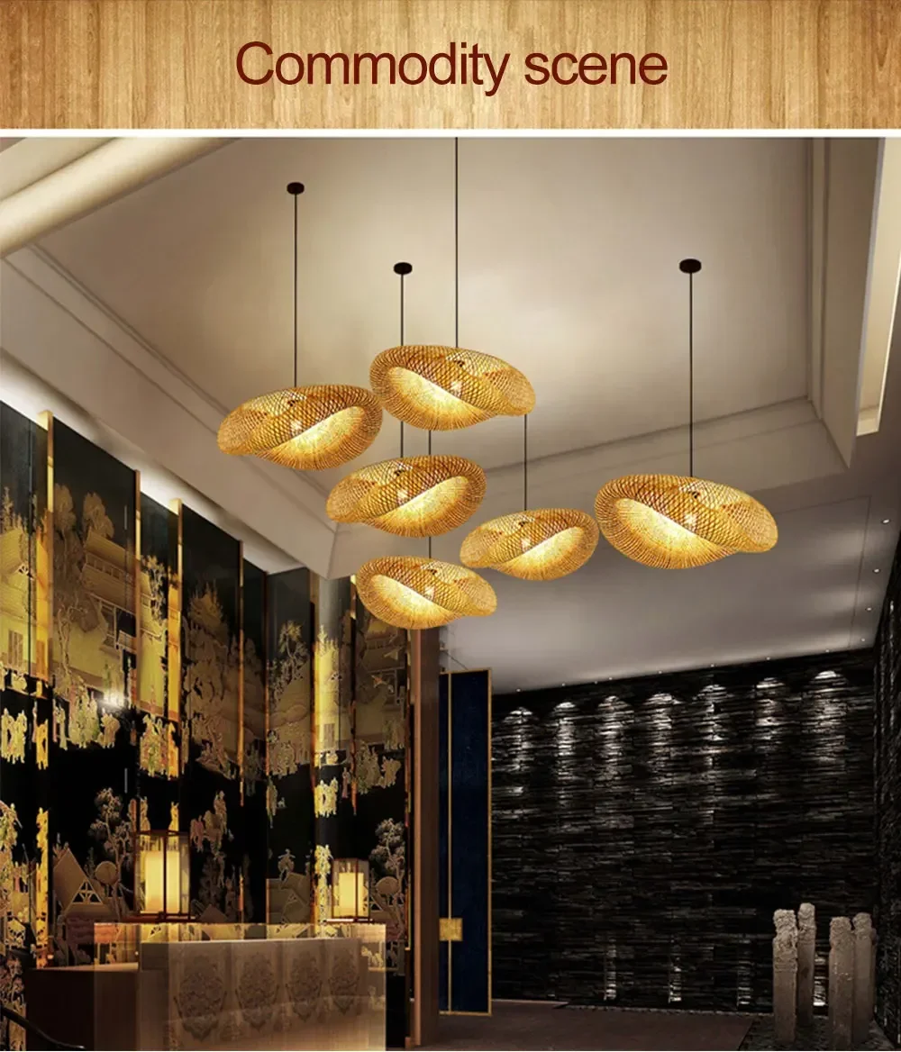 Led Pendant Lamp Ceiling Chandelier Bamboo Weaving Lights for Living Room Dining Handmade Modern Art Rattan Lampshade Restaurant Led Pendant Lamp Ceiling Chandelier Bamboo Weaving Lights for Living Room Dining Handmade Modern Art Rattan Lampshade Restaurant