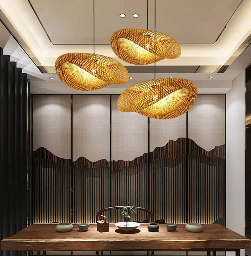 Led Pendant Lamp Ceiling Chandelier Bamboo Weaving Lights for Living Room Dining Handmade Modern Art Rattan Lampshade Restaurant Led Pendant Lamp Ceiling Chandelier Bamboo Weaving Lights for Living Room Dining Handmade Modern Art Rattan Lampshade Restaurant