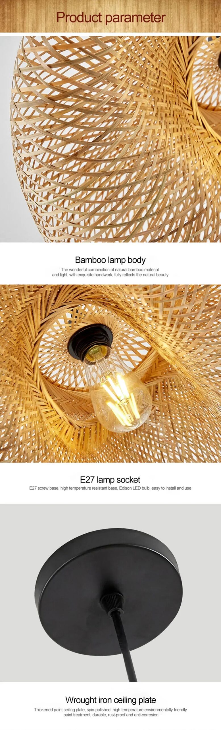 Led Pendant Lamp Ceiling Chandelier Bamboo Weaving Lights for Living Room Dining Handmade Modern Art Rattan Lampshade Restaurant Led Pendant Lamp Ceiling Chandelier Bamboo Weaving Lights for Living Room Dining Handmade Modern Art Rattan Lampshade Restaurant