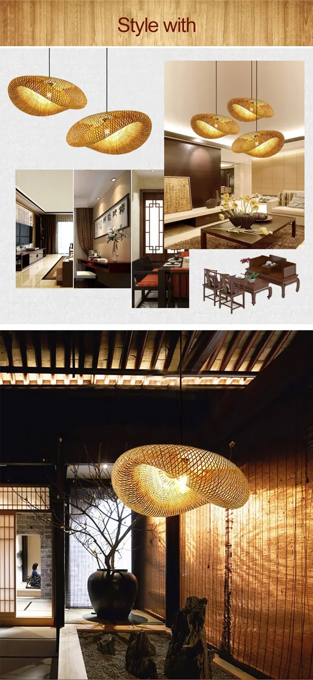 Led Pendant Lamp Ceiling Chandelier Bamboo Weaving Lights for Living Room Dining Handmade Modern Art Rattan Lampshade Restaurant Led Pendant Lamp Ceiling Chandelier Bamboo Weaving Lights for Living Room Dining Handmade Modern Art Rattan Lampshade Restaurant