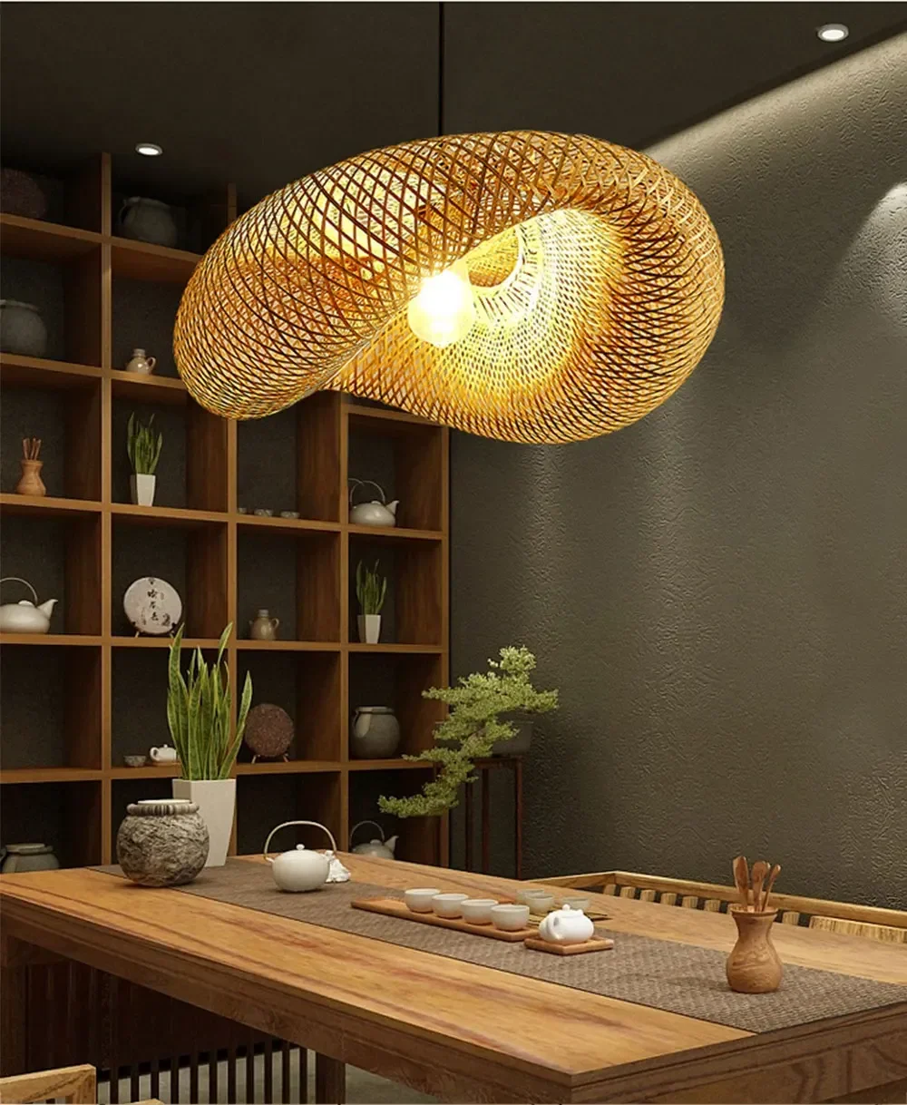 Led Pendant Lamp Ceiling Chandelier Bamboo Weaving Lights for Living Room Dining Handmade Modern Art Rattan Lampshade Restaurant Led Pendant Lamp Ceiling Chandelier Bamboo Weaving Lights for Living Room Dining Handmade Modern Art Rattan Lampshade Restaurant