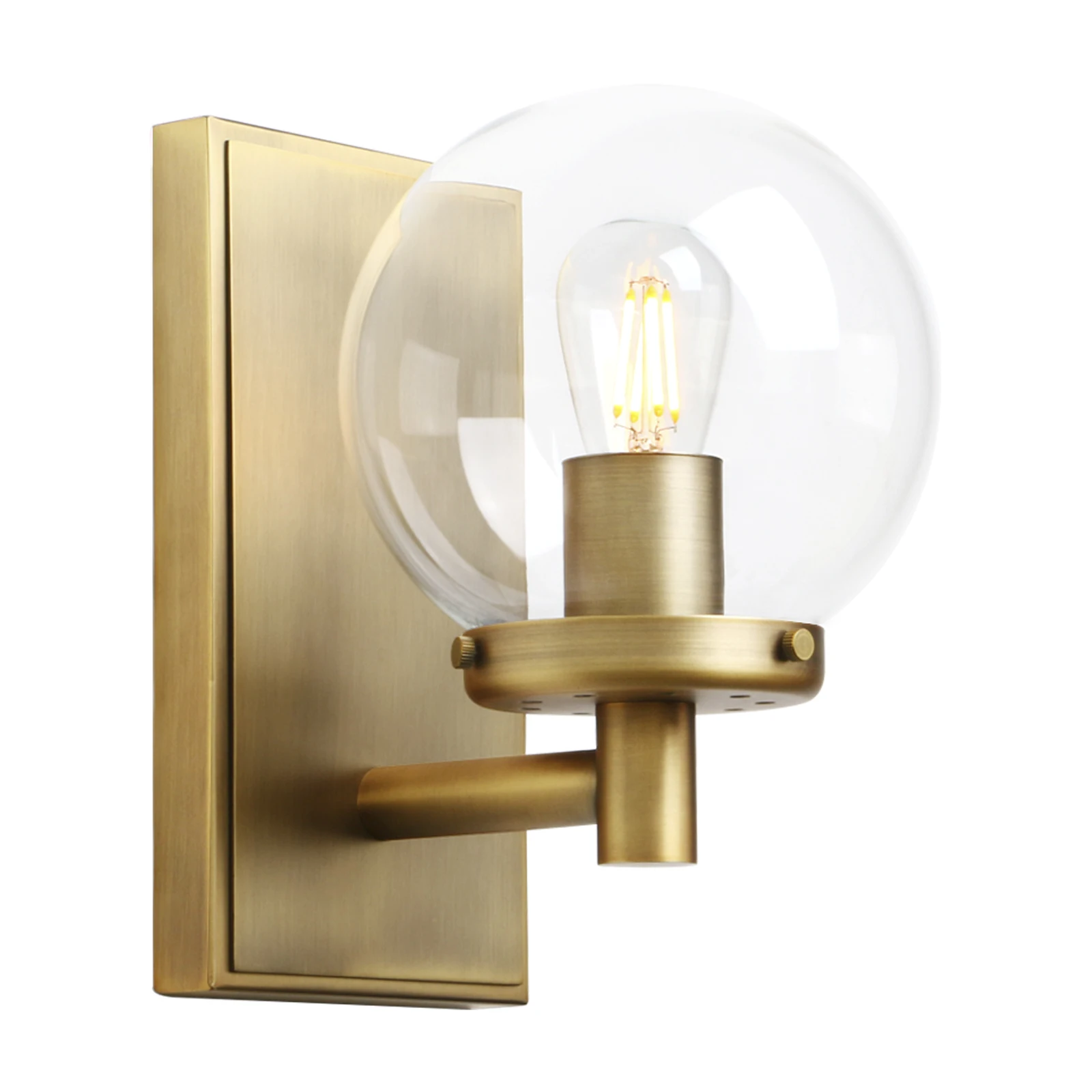 Permo Vintage Wall Sconce, Industrial Bathroom Vanity Light with Globe Glass, Indoor Wall Lamp Fixtures for Hallway Kitchen Permo Vintage Wall Sconce, Industrial Bathroom Vanity Light with Globe Glass, Indoor Wall Lamp Fixtures for Hallway Kitchen