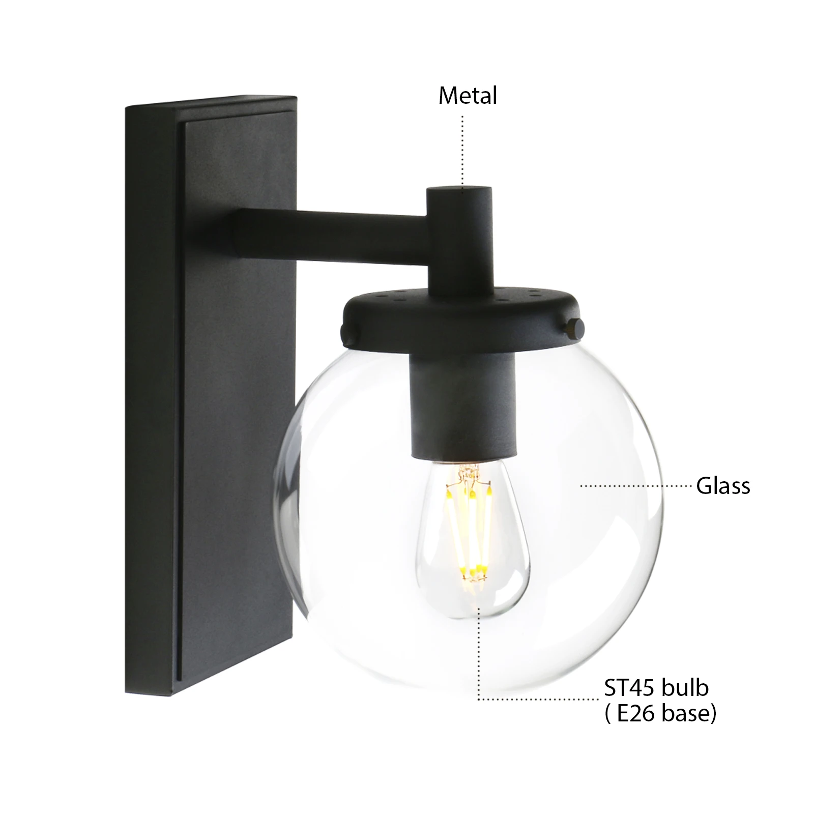 Permo Vintage Wall Sconce, Industrial Bathroom Vanity Light with Globe Glass, Indoor Wall Lamp Fixtures for Hallway Kitchen Permo Vintage Wall Sconce, Industrial Bathroom Vanity Light with Globe Glass, Indoor Wall Lamp Fixtures for Hallway Kitchen