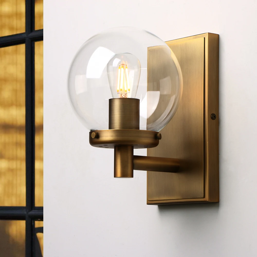 Permo Vintage Wall Sconce, Industrial Bathroom Vanity Light with Globe Glass, Indoor Wall Lamp Fixtures for Hallway Kitchen Permo Vintage Wall Sconce, Industrial Bathroom Vanity Light with Globe Glass, Indoor Wall Lamp Fixtures for Hallway Kitchen