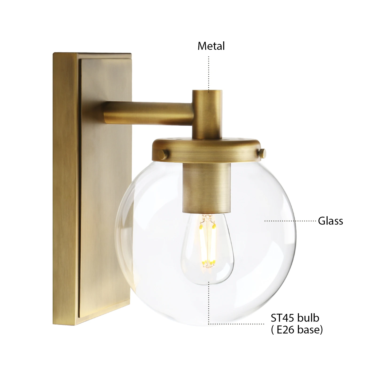 Permo Vintage Wall Sconce, Industrial Bathroom Vanity Light with Globe Glass, Indoor Wall Lamp Fixtures for Hallway Kitchen Permo Vintage Wall Sconce, Industrial Bathroom Vanity Light with Globe Glass, Indoor Wall Lamp Fixtures for Hallway Kitchen