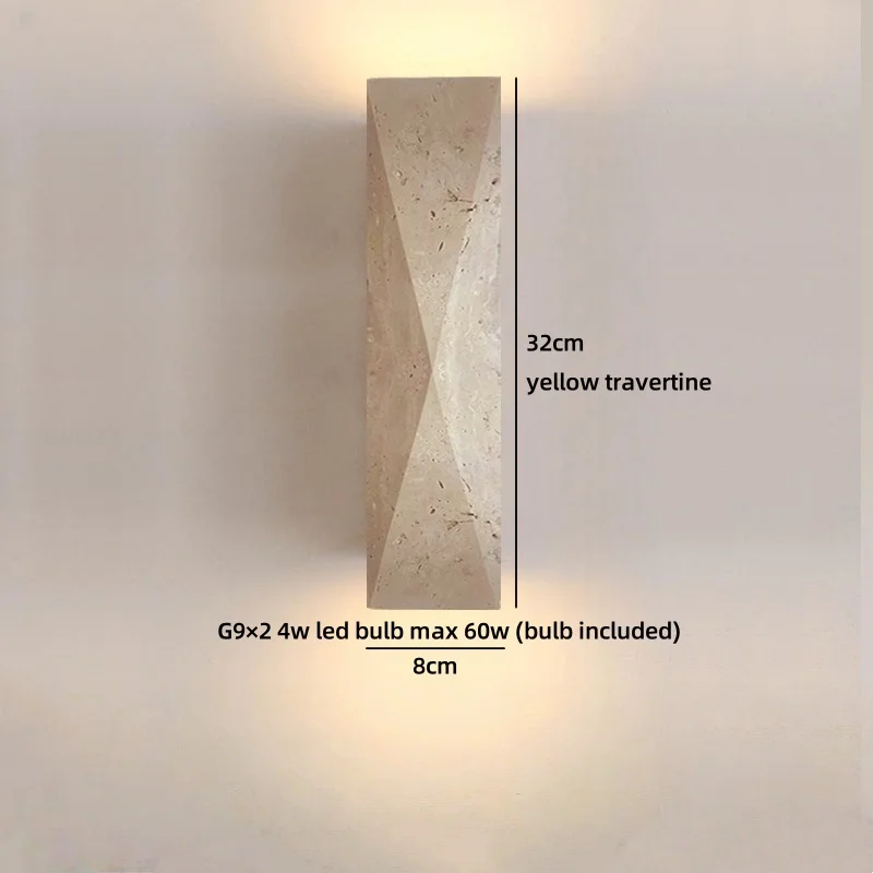 IWHD Industrial Vintage LED Wall Lamp With Switch Yellow Travertine Stone Staircase Lighting Bathroom Mirror Light Aplique Pared