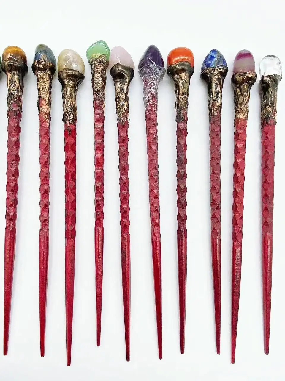 19CM Natural Crystal Stone Magic Stick Wand Witch Rose Quartz Witchcraft Scepter Reiki Healing Home Decoration children Gift