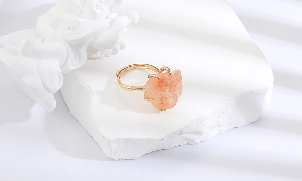Healing Crystals Irregular Stone Rings Open Rings natural  Stone Ring for Women Girl Vintage Geometry Rings Jewelry Accessories