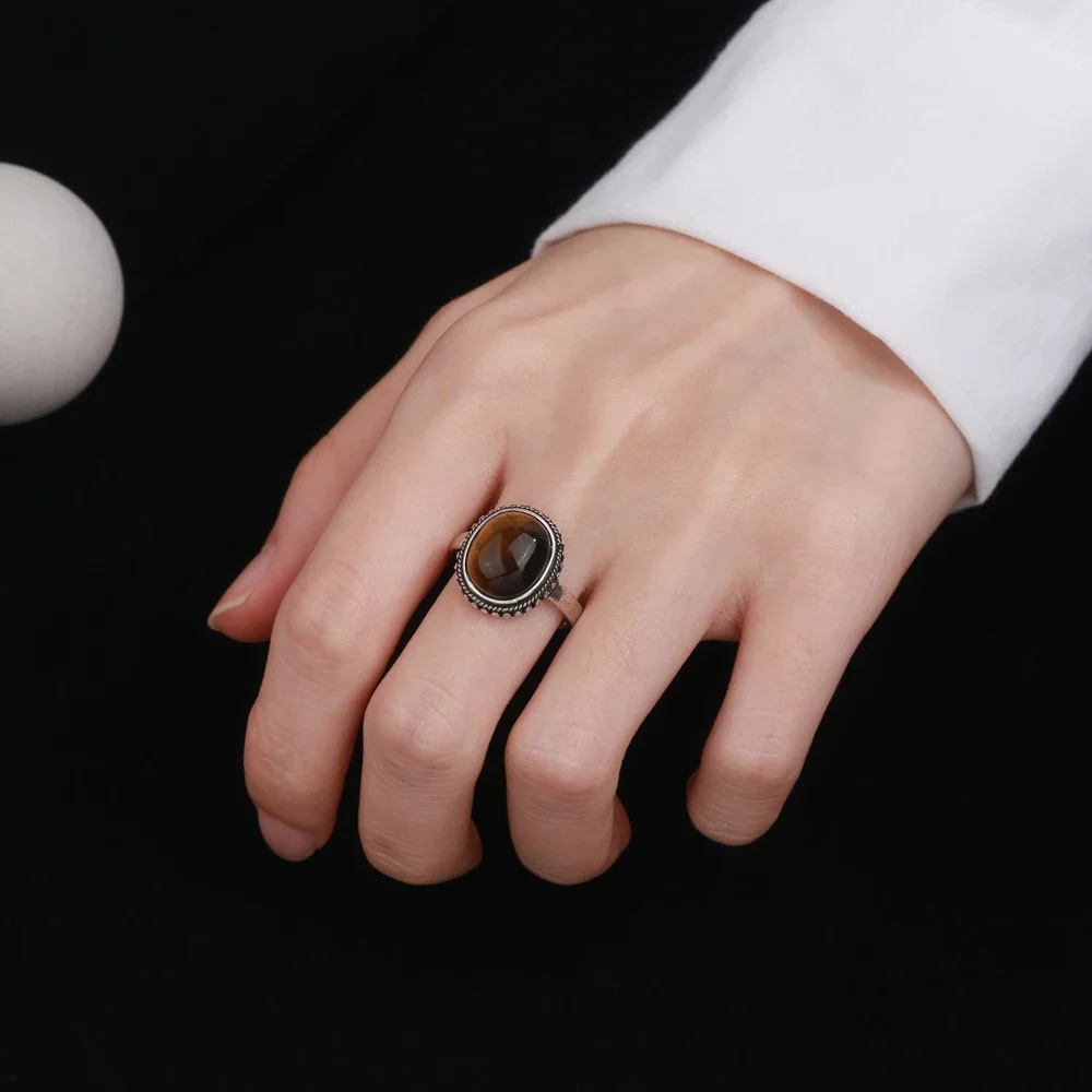 925 Sterling Silver Natural Kyanite Gemstone Jewelry Anniversary Party Gift for Women Black Onyx 10*12mm Moonstone Ring