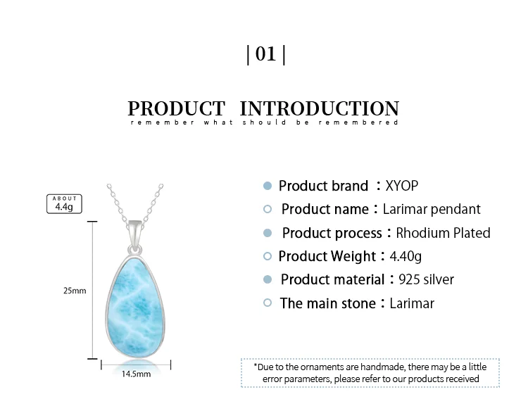 925 Sterling Silver Jewelry Gifts Classic Pendant Necklace Natural Precious Larimar Retro Woman Oval Charm Rhodium Plated Gold 925 Sterling Silver Jewelry Gifts Classic Pendant Necklace Natural Precious Larimar Retro Woman Oval Charm Rhodium Plated Gold