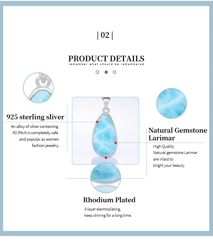 925 Sterling Silver Jewelry Gifts Classic Pendant Necklace Natural Precious Larimar Retro Woman Oval Charm Rhodium Plated Gold 925 Sterling Silver Jewelry Gifts Classic Pendant Necklace Natural Precious Larimar Retro Woman Oval Charm Rhodium Plated Gold
