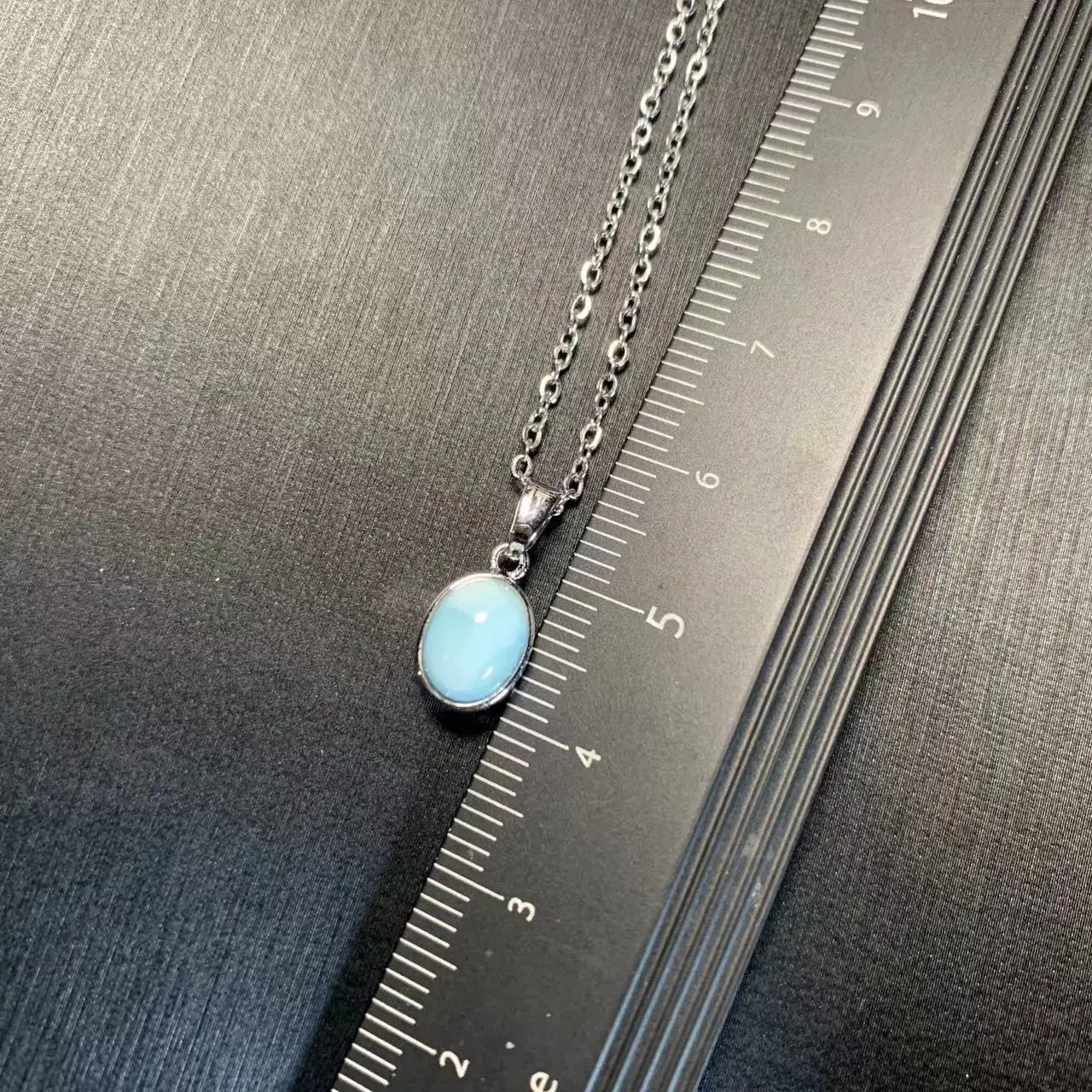 HEYYA STONE Oval Natural Larimar Pendant Necklace For Women 925 Silver Plated Simple Fine Jewelry Gemstone Classic Style HEYYA STONE Oval Natural Larimar Pendant Necklace For Women 925 Silver Plated Simple Fine Jewelry Gemstone Classic Style