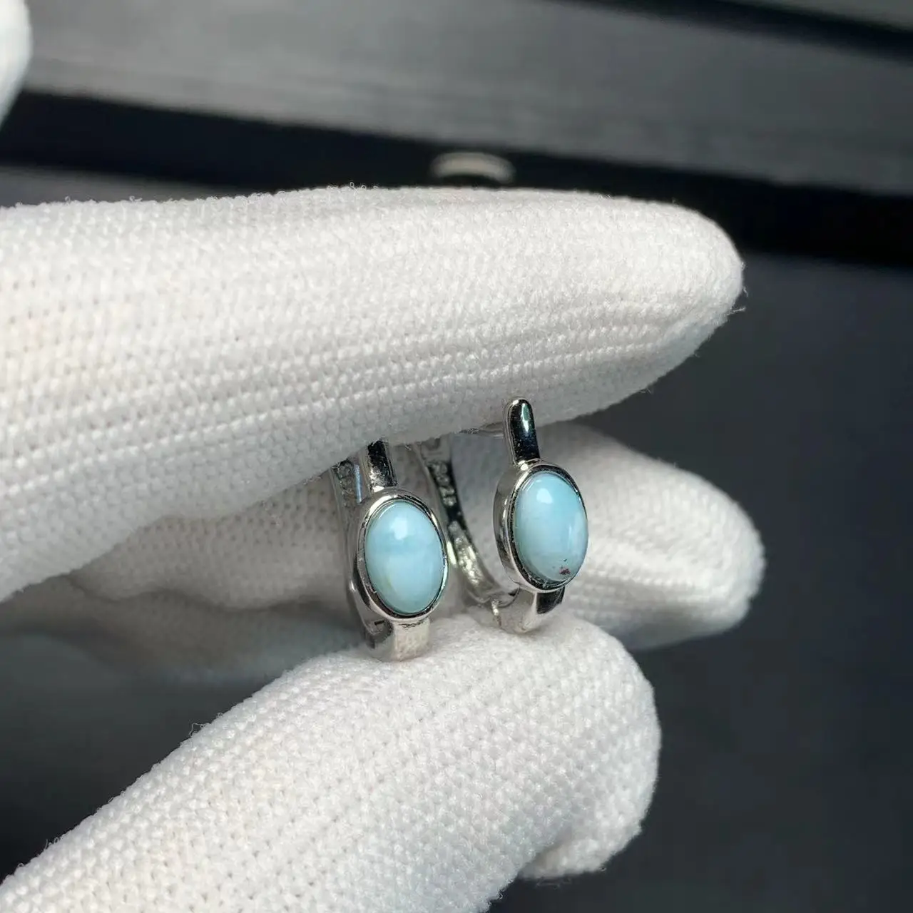 HEYYA STONE Natural Larimar Hoop Earrings 925 sterling silver Simple Classic Round Circle Gemstone Jewelry HEYYA STONE Natural Larimar Hoop Earrings 925 sterling silver Simple Classic Round Circle Gemstone Jewelry
