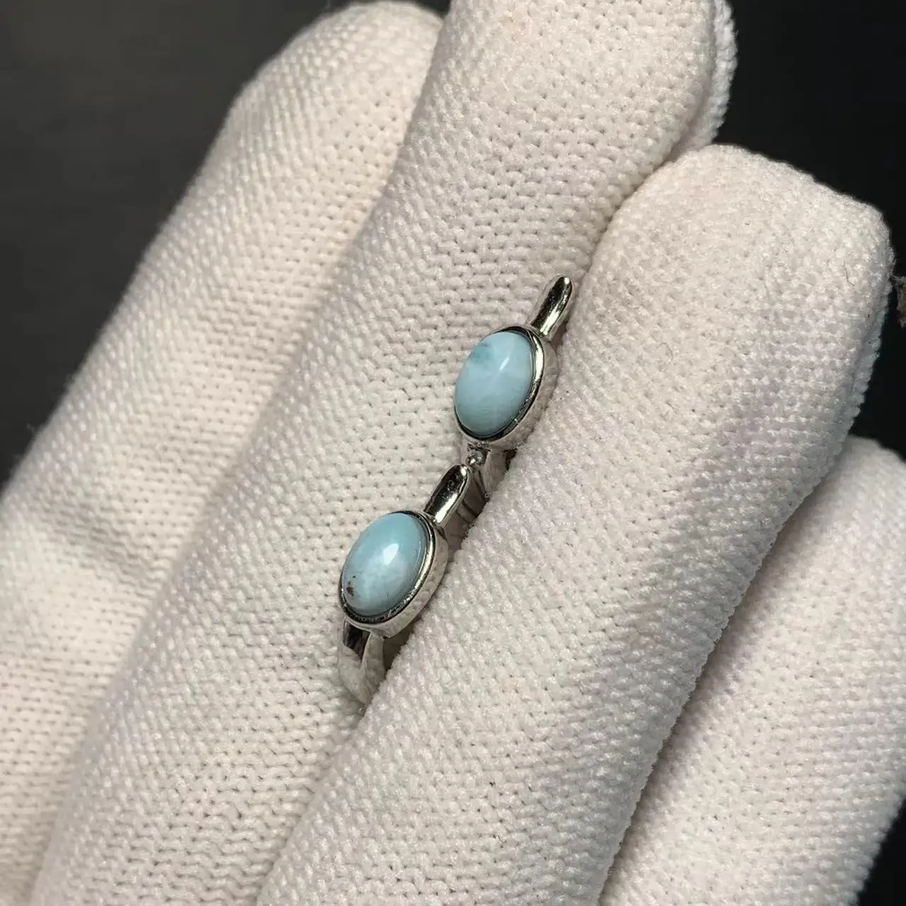 HEYYA STONE Natural Larimar Hoop Earrings 925 sterling silver Simple Classic Round Circle Gemstone Jewelry HEYYA STONE Natural Larimar Hoop Earrings 925 sterling silver Simple Classic Round Circle Gemstone Jewelry