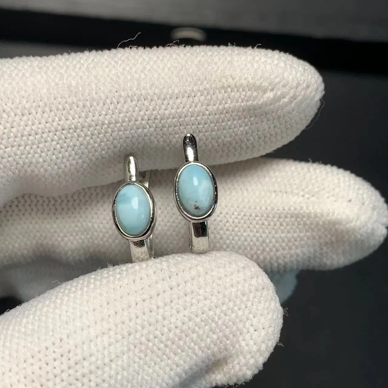 HEYYA STONE Natural Larimar Hoop Earrings 925 sterling silver Simple Classic Round Circle Gemstone Jewelry HEYYA STONE Natural Larimar Hoop Earrings 925 sterling silver Simple Classic Round Circle Gemstone Jewelry