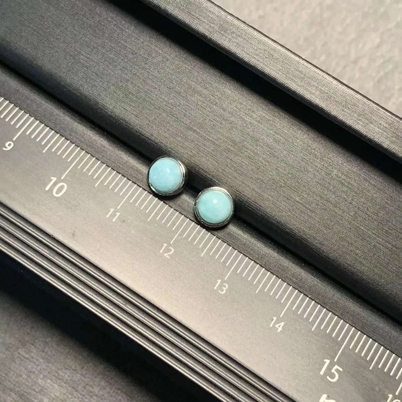 HEYYA STONE Round Natural Larimar Stud Earrings For Women 925 Silver Earrings Simple Fine Jewelry Stone Gemstone Classic Style HEYYA STONE Round Natural Larimar Stud Earrings For Women 925 Silver Earrings Simple Fine Jewelry Stone Gemstone Classic Style