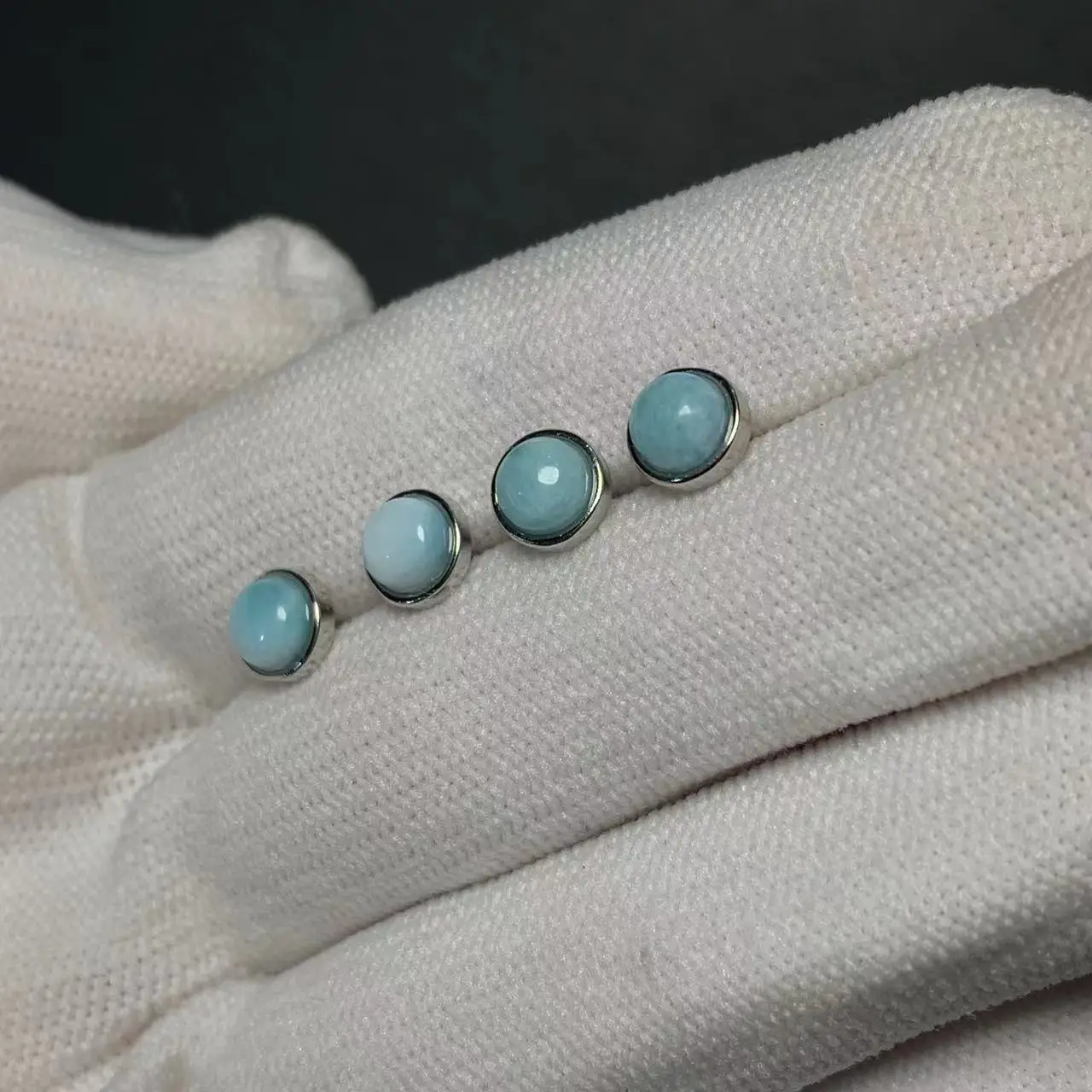 HEYYA STONE Round Natural Larimar Stud Earrings For Women 925 Silver Earrings Simple Fine Jewelry Stone Gemstone Classic Style HEYYA STONE Round Natural Larimar Stud Earrings For Women 925 Silver Earrings Simple Fine Jewelry Stone Gemstone Classic Style