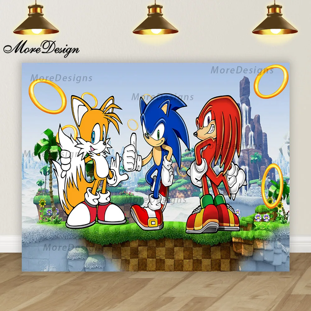 Lighting Sonic Hedgehog Photo Backdrop Kids Birthday Banner Baby Shower Party Decoration Cartoon Vinyl Polyester Background Lighting Sonic Hedgehog Photo Backdrop Kids Birthday Banner Baby Shower Party Decoration Cartoon Vinyl Polyester Background