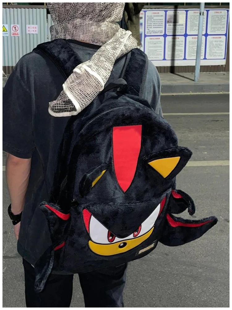 Sonic Anime Shadow Black Backpack Flannel Schoolbag Couple Cartoon Large Capacity Travel Boy Girl School Season Children Gifts Sonic Anime Shadow Black Backpack Flannel Schoolbag Couple Cartoon Large Capacity Travel Boy Girl School Season Children Gifts