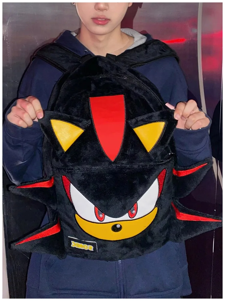 Sonic Anime Shadow Black Backpack Flannel Schoolbag Couple Cartoon Large Capacity Travel Boy Girl School Season Children Gifts Sonic Anime Shadow Black Backpack Flannel Schoolbag Couple Cartoon Large Capacity Travel Boy Girl School Season Children Gifts