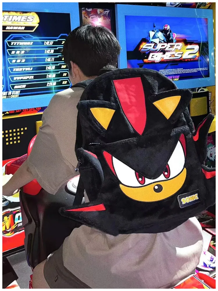 Sonic Anime Shadow Black Backpack Flannel Schoolbag Couple Cartoon Large Capacity Travel Boy Girl School Season Children Gifts Sonic Anime Shadow Black Backpack Flannel Schoolbag Couple Cartoon Large Capacity Travel Boy Girl School Season Children Gifts