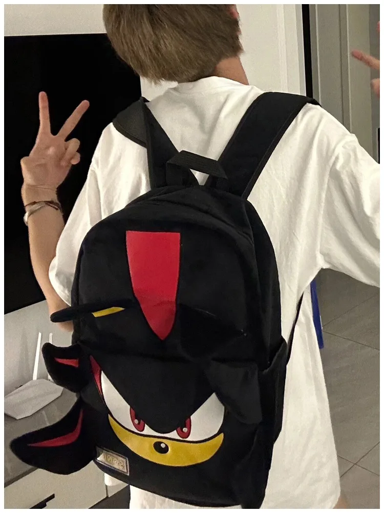 Sonic Anime Shadow Black Backpack Flannel Schoolbag Couple Cartoon Large Capacity Travel Boy Girl School Season Children Gifts Sonic Anime Shadow Black Backpack Flannel Schoolbag Couple Cartoon Large Capacity Travel Boy Girl School Season Children Gifts