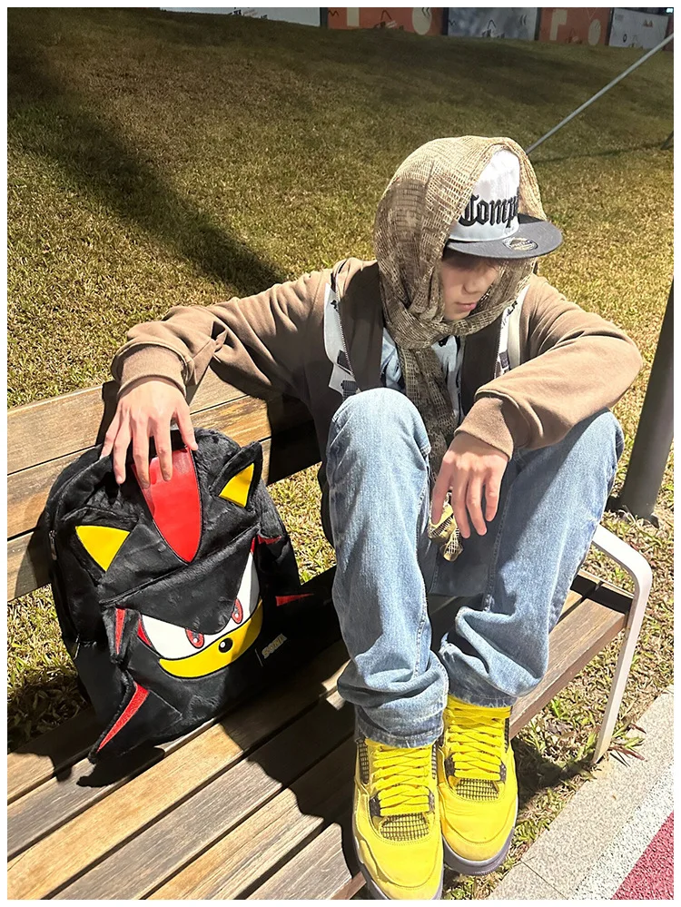 Sonic Anime Shadow Black Backpack Flannel Schoolbag Couple Cartoon Large Capacity Travel Boy Girl School Season Children Gifts Sonic Anime Shadow Black Backpack Flannel Schoolbag Couple Cartoon Large Capacity Travel Boy Girl School Season Children Gifts